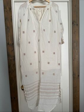 Mirth Ivory Cotton Embroidered Caftan